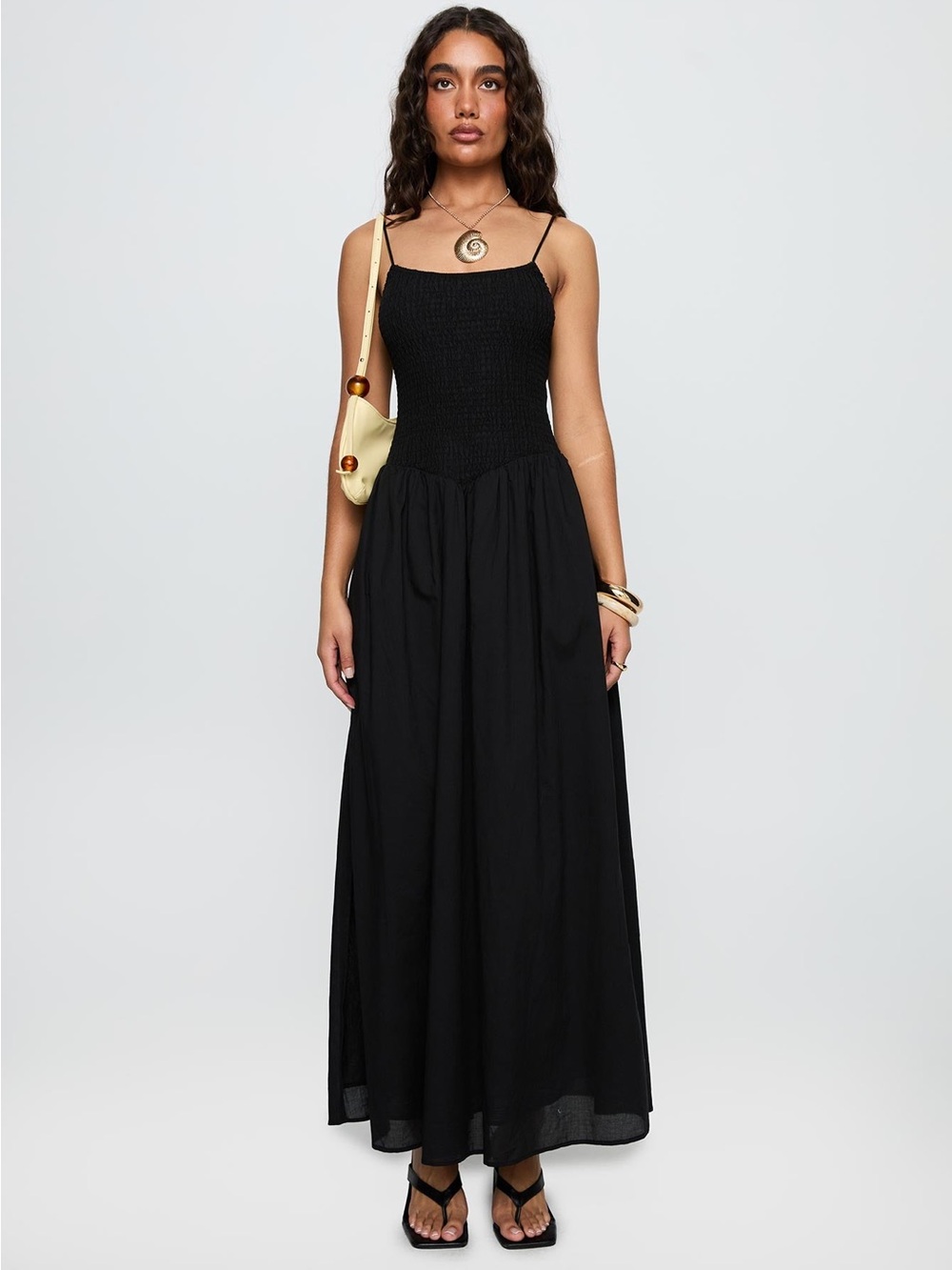 Princess Polly Black Smocked Maxi Dress with Spaghetti Straps